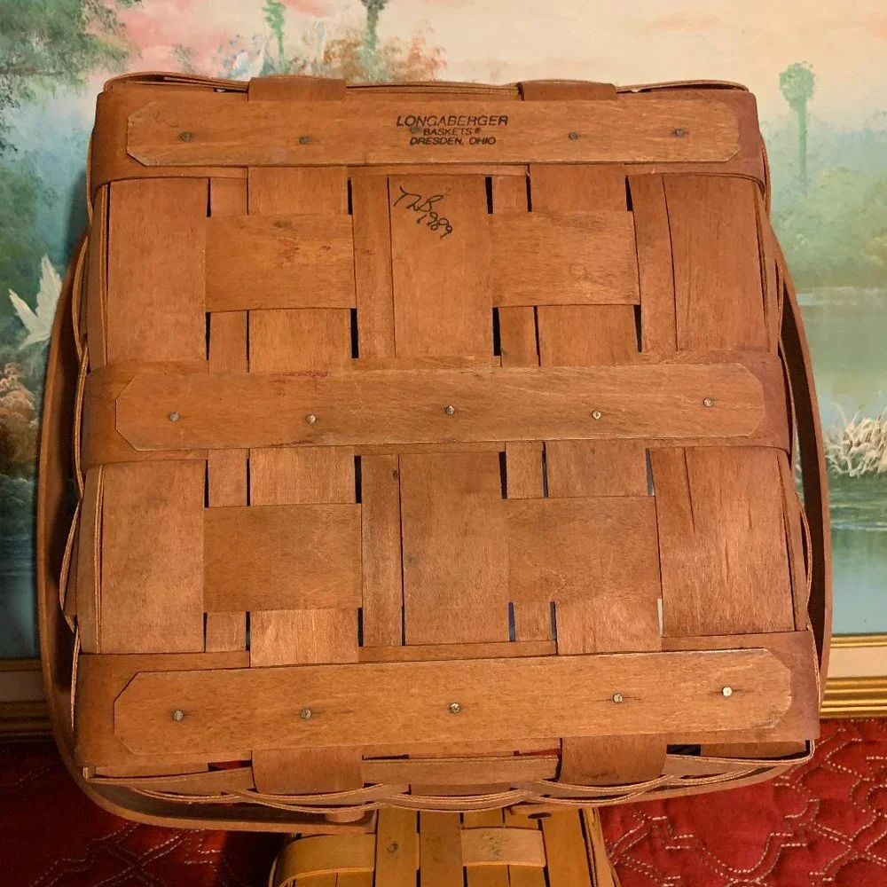 Bundle 𝅺2 Longaberger 1996 Handwoven Large/Small Square Baskets   12'' - Picture 7 of 16